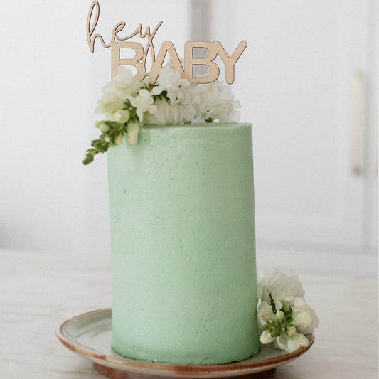 Hey Baby Happy Birthday Cake Topper