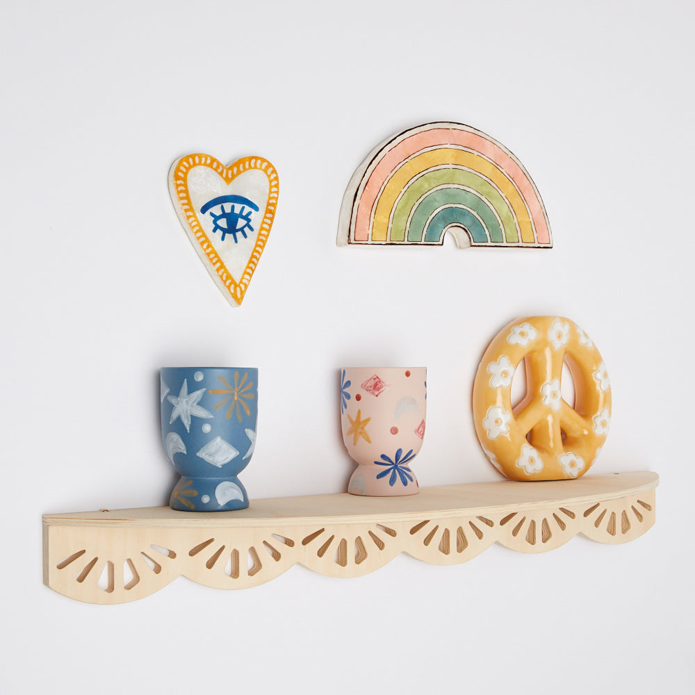 Scalloped Olive Shelves