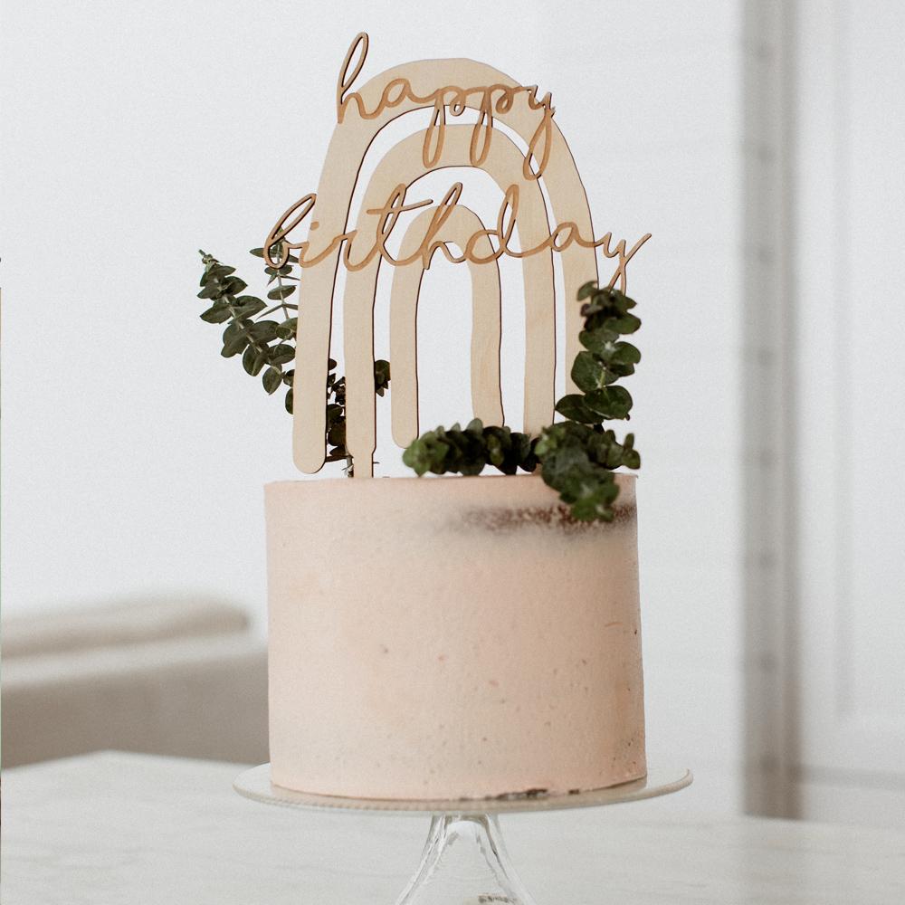 Rainbow Happy Birthday Cake Topper